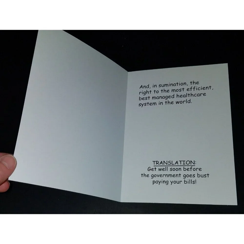George W Bush Republican Get Well Soon Greeting Card Health Care Bill Rights